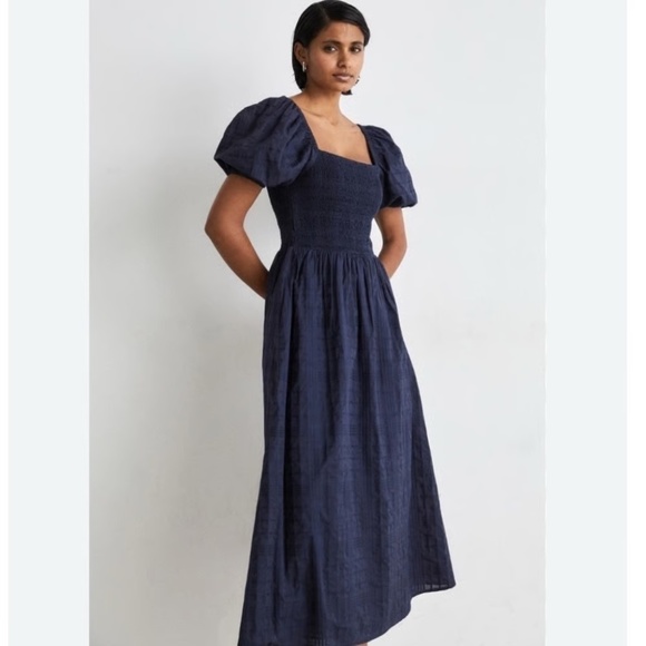 NWT Barbour Plaid Navy Macy Midi Dress Sz 6 US / 10 UK - Picture 2 of 6